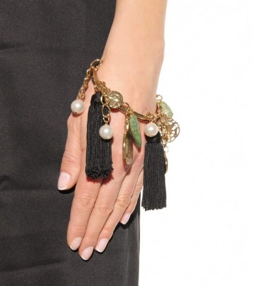 oscar de la renta tassel charm bracelet ~ big bling bracelets ~ tassels ~ pearls ~ designer fashion jewellery ~ accessorise your look - flipped