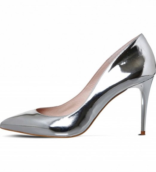 OFFICE Fleur point metallic court shoes ~ silver metallics ~ high heels ~ pointed courts ~ occasion shoes - flipped