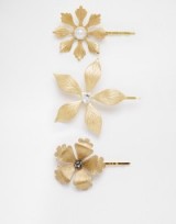 Olivia The Wolf Golden Flower Hair Pins – gold plated hair accessories – bridal – wedding – beauty