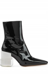 MAISON MARGIELA Patent Leather Ankle Boots black – block heels – designer accessories – shiny boots – side zip – square toe