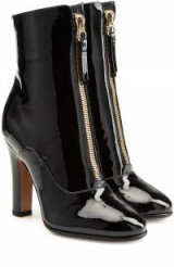 VALENTINO Patent Leather Ankle Boots black – designer footwear – front zip – stylish accessories