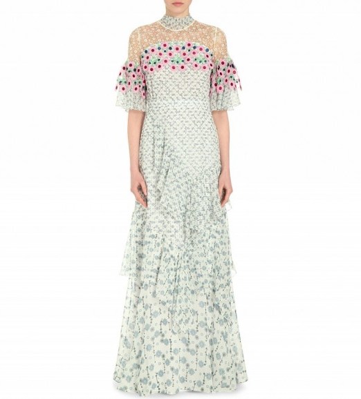 PETER PILOTTO Embroidered silk-chiffon gown ~ occasion gowns ~ long designer dresses ~ layered ruffles ~ feminine style - flipped