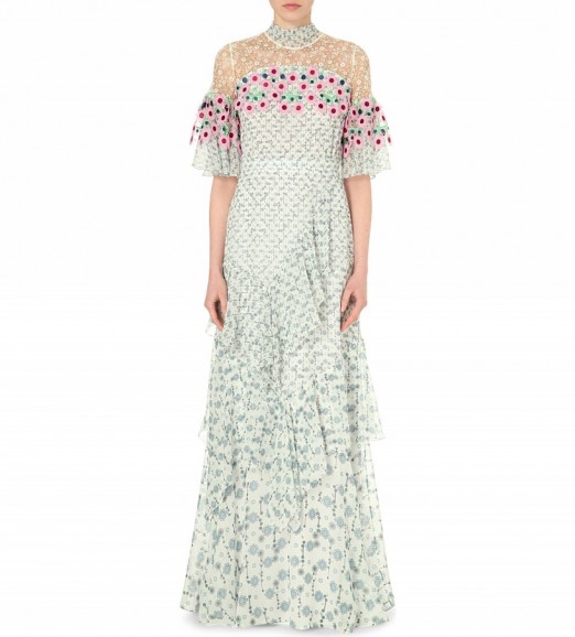PETER PILOTTO Embroidered silk-chiffon gown ~ occasion gowns ~ long designer dresses ~ layered ruffles ~ feminine style