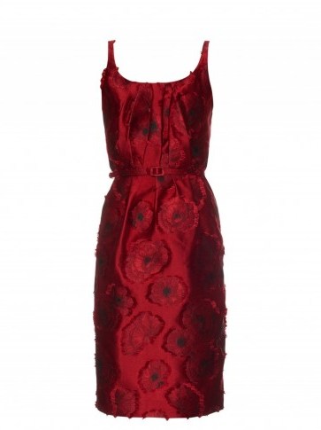 OSCAR DE LA RENTA Poppy-jacquard dress ruby red ~ designer dresses ~ chic fashion ~ a touch of glamour ~ occasion wear - flipped