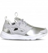 REEBOK Furylite metallic trainers in silver – sports luxe – luxury style footwear – casual fashion