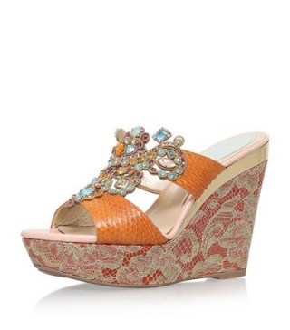 René Caovilla Belladonna Embellished Wedge Sandals. Designer wedges | holiday chic | jewelled shoes | summer high heels | jewel embellishments | wedged footwear - flipped