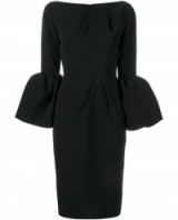 ROKSANDA Margot Long Sleeve Crepe Dress black ~ lbd ~ cocktail dresses ~ luxe occasion wear ~ chic evening fashion ~ designer clothing ~ bell sleeves