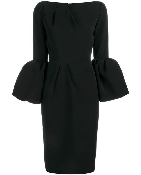 ROKSANDA Margot Long Sleeve Crepe Dress black ~ lbd ~ cocktail dresses ~ luxe occasion wear ~ chic evening fashion ~ designer clothing ~ bell sleeves - flipped