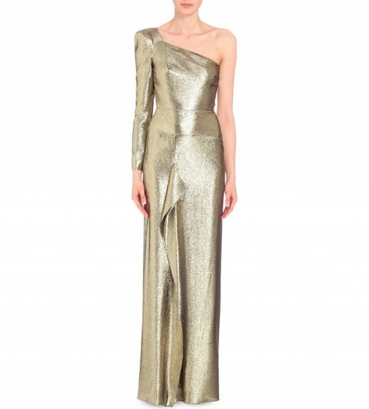 ROLAND MOURET Galahan metallic silk-blend gown ~ gold metallics ~ occasion gowns ~ long event dresses ~ designer clothing - flipped