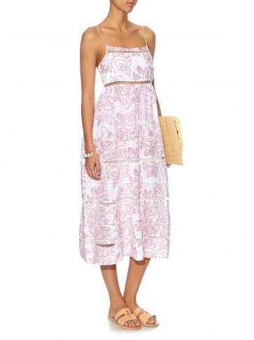 ZIMMERMANN Roza cotton and silk-blend dress – rose print sundresses – holiday dresses – feminine day wear – summer lunch – floral sundress - flipped