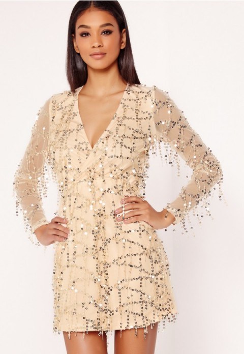Missguided sequin mini dress gold – luxe style party dresses – luxury looks – embellished with sequins - flipped