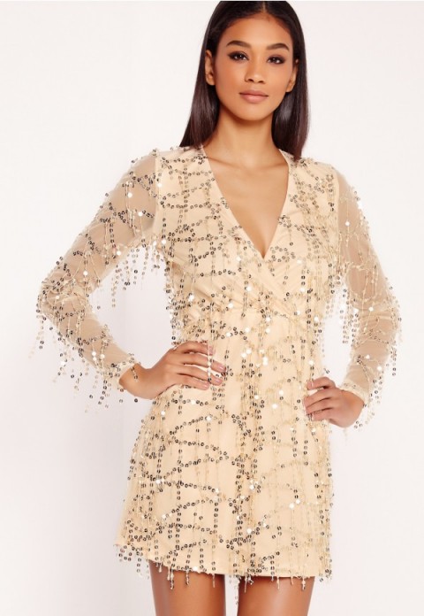 Missguided sequin mini dress gold – luxe style party dresses – luxury looks – embellished with sequins