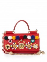 DOLCE & GABBANA Sicily brocade and leather cross-body bag red ~ cute handbags ~ small bags ~ crossbody ~ designer accessories ~ embellished with jewels