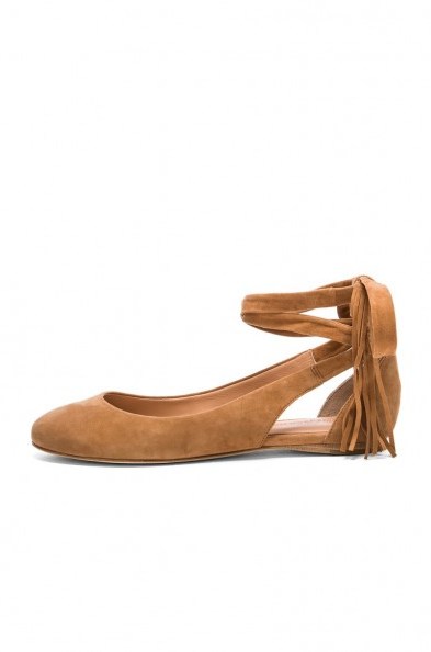 SIGERSON MORRISON – ELAMI FLAT in Camel. Brown summer flats | holiday shoes | suede | ankle wrap sandals - flipped