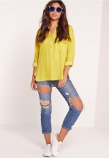 Missguided silky pocket detail shirt yellow. Casual shirts | summer fashion