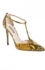 SJP by Sarah Jessica Parker SJP ‘Taylor’ T-Strap Pump yellow printed leather ~ chic shoes ~ stylish footwear ~ t bar pumps ~ snake print