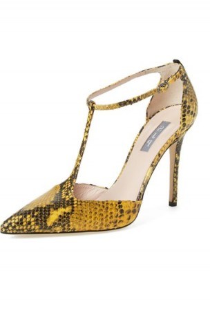 SJP by Sarah Jessica Parker SJP ‘Taylor’ T-Strap Pump yellow printed leather ~ chic shoes ~ stylish footwear ~ t bar pumps ~ snake print - flipped