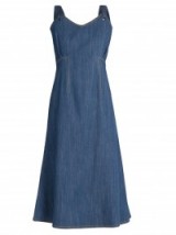 ADAM LIPPES Sleeveless denim midi dress. Casual blue dresses | designer fashion | summer style | empire waist