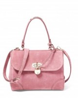 Ralph Lauren Small Suede Tiffin Bag in raspberry – designer handbags – chic bags – top handle handbag – shoulder bag – crossbody – luxury accessories