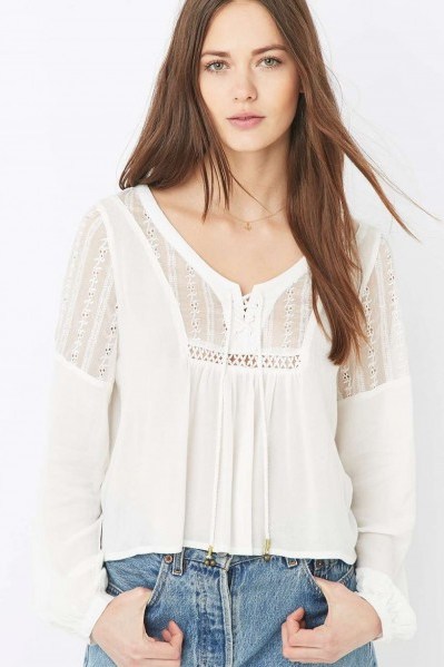Somedays Lovin’ Caves Embroidered White Blouse ~ weekend tops ~ wear with denim dungaree dress ~ casual boho ~ summer blouses ~ pretty day tops ~ my holiday clothing - flipped