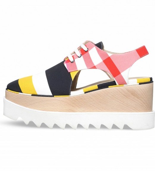 STELLA MCCARTNEY Elyse printed cutout flatform shoes – casual luxe – luxury flatforms – designer footwear – summer shoes – holiday accessories – colourful prints - flipped
