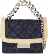 STELLA MCCARTNEY Mini beckett sherling denim shoulder bag. Blue denim bags | designer handbags