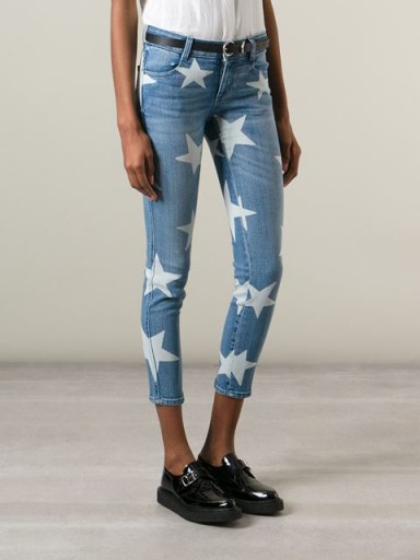 STELLA MCCARTNEY Skinny Boyfriend star print jeans. Cropped style | blue denim | designer fashion | crop | stars