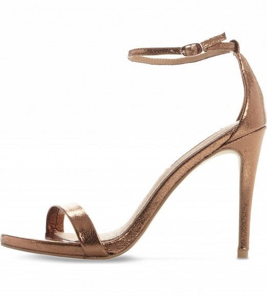 STEVE MADDEN Stecy metallic leather heeled sandals ~ bronze metallics ~ barely there high heels ~ occasion shoes ~ evening accessories - flipped