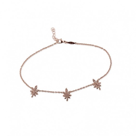 Jacquie Aiche 3 SWEET LEAF ANKLET – as worn by Vanessa Hudgens on Instagram, June 2016. Celebrity jewelry | star style anklets | pave diamond body jewellery | diamonds | accessories