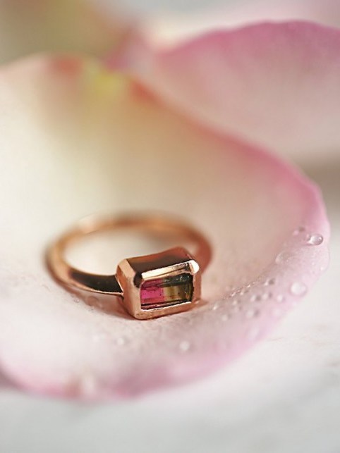 A little bit of luxe – Tourmaline Ring from Free People – 18k rose gold overlay rings – stone jewellery - flipped