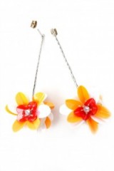 STORETS Tropical Flower Earrings. Floral jewelry | summer flowers | long drop earrings | feminine jewellery