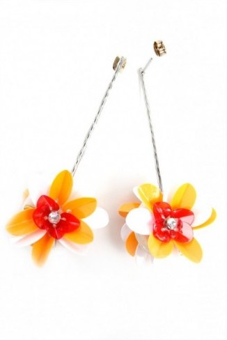 STORETS Tropical Flower Earrings. Floral jewelry | summer flowers | long drop earrings | feminine jewellery - flipped