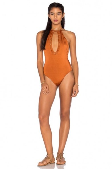 TULAROSA CLEMENCE ONE PIECE rust ~ poolside swimwear ~ swimsuits ~ beachwear ~ beach fashion ~ summer holiday accessories ~ halter ~ halterneck ~ front cut out - flipped