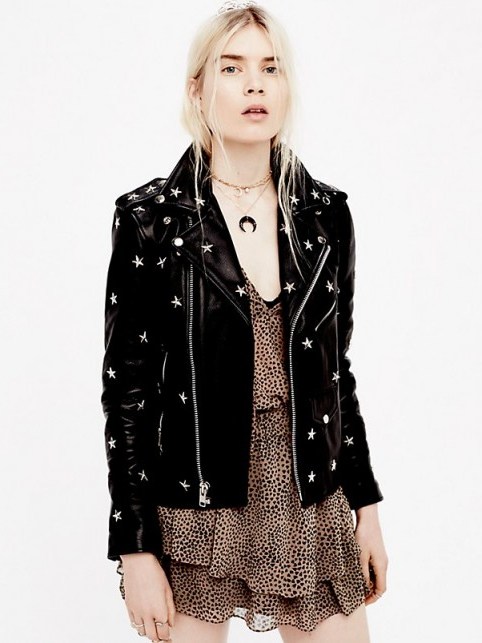 Star Studded Leather Jacket black – casual luxe – luxury moto jackets - flipped