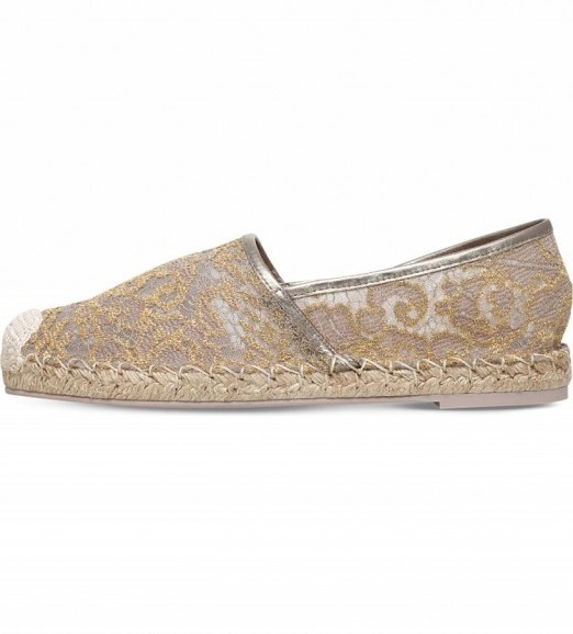VALENTINO Escalus lace espadrilles in gold. Luxe summer shoes | holiday footwear | designer accessories - flipped