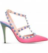 VALENTINO Rockstud 100 leather courts – pink, green & blue shoes – luxe shoes – designer high heels – luxury accessories – chic style – studded fashion – studs
