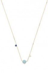 WWAKE ‘Counting Collection – Three-Step’ Opal, Sapphire & Diamond Necklace yellow gold. 3 stone necklaces | small opals diamonds sapphires | minimal jewellery | fine jewelry | feminine style accessories | luxe design