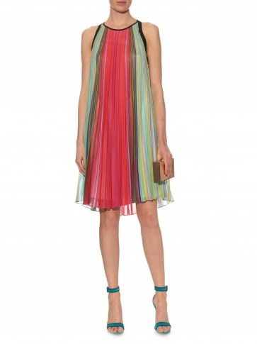 MARY KATRANTZOU Yas Rainbow Stripe-print dress ~ floaty chiffon dresses ~ luxe fashion ~ designer occasion wear ~ evening style ~ feminine look - flipped
