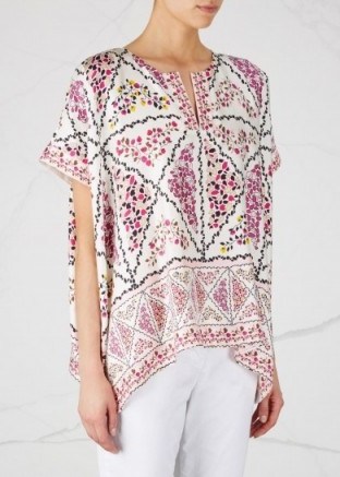 Diane von Furstenberg Abbi printed silk twill top ~ floral print tops ~ cool summer blouses ~ effortless style – stylish fashion ~ handkerchief hem ~ elegance - flipped