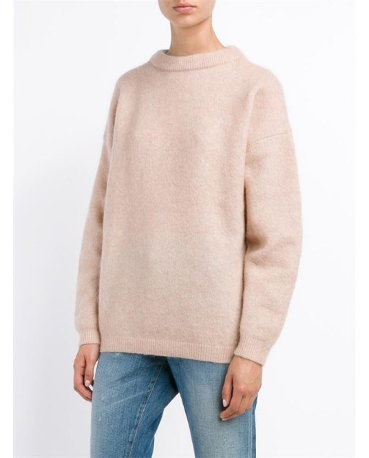ACNE STUDIOS Dramatic Mohair Wool-Blend Sweater. Pale pink sweaters | casual luxe jumpers | designer knitwear | knitted fashion | soft oversized knits - flipped