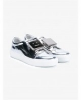 ACNE STUDIOS Leather Adriana Sneakers. Silver metallic flat shoes | designer flats | casual luxe