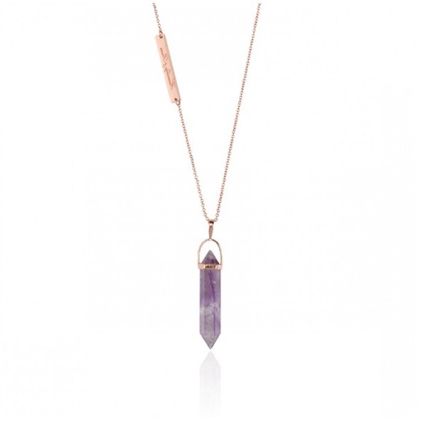 Samantha Wills AMETHYST MINERAL NECKLACE. 14K rose gold plated jewellery | purple stone necklaces | boho luxe | bohemian style pendants | luxury style jewelry - flipped