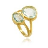 Pippa Small Jewellery Aquamarine Double Greek Ring. Light blue gemstone rings | 18kt Yellow Gold