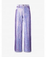 ASHISH Sequin Embellished Jeans. Designer denim | purple sequins | luxe fashion
