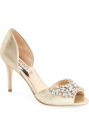 Badgley Mischka ‘Candance’ Crystal Embellished d’Orsay Pump – wedding shoes – bridal accessories – peep toe mid heels – jewelled courts