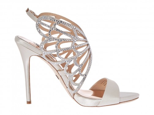 Badgley Mischka Newlyn crystal pumps in ivory satin – embellished wedding shoes – bridal high heels – designer occasion sandals – luxe style accessories – stiletto heel