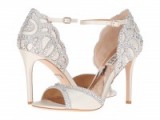 Badgley Mischka Roxy ankle strap pump – wedding shoes – bridal accessories – rhinestone embellished high heels – peep toe