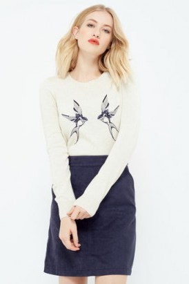 oasis bird embroidered jumper. Jumpers | sweaters | knitted fashion | knitwear | birds - flipped