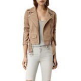 AllSaints Hitchen Biker Jacket, Sand Brown ~ casual jackets ~ stylish fashion ~ weekend chic