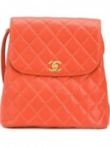 CHANEL VINTAGE quilted backpack orange leather ~ designer backpacks ~ chic style bags ~ luxury accessories